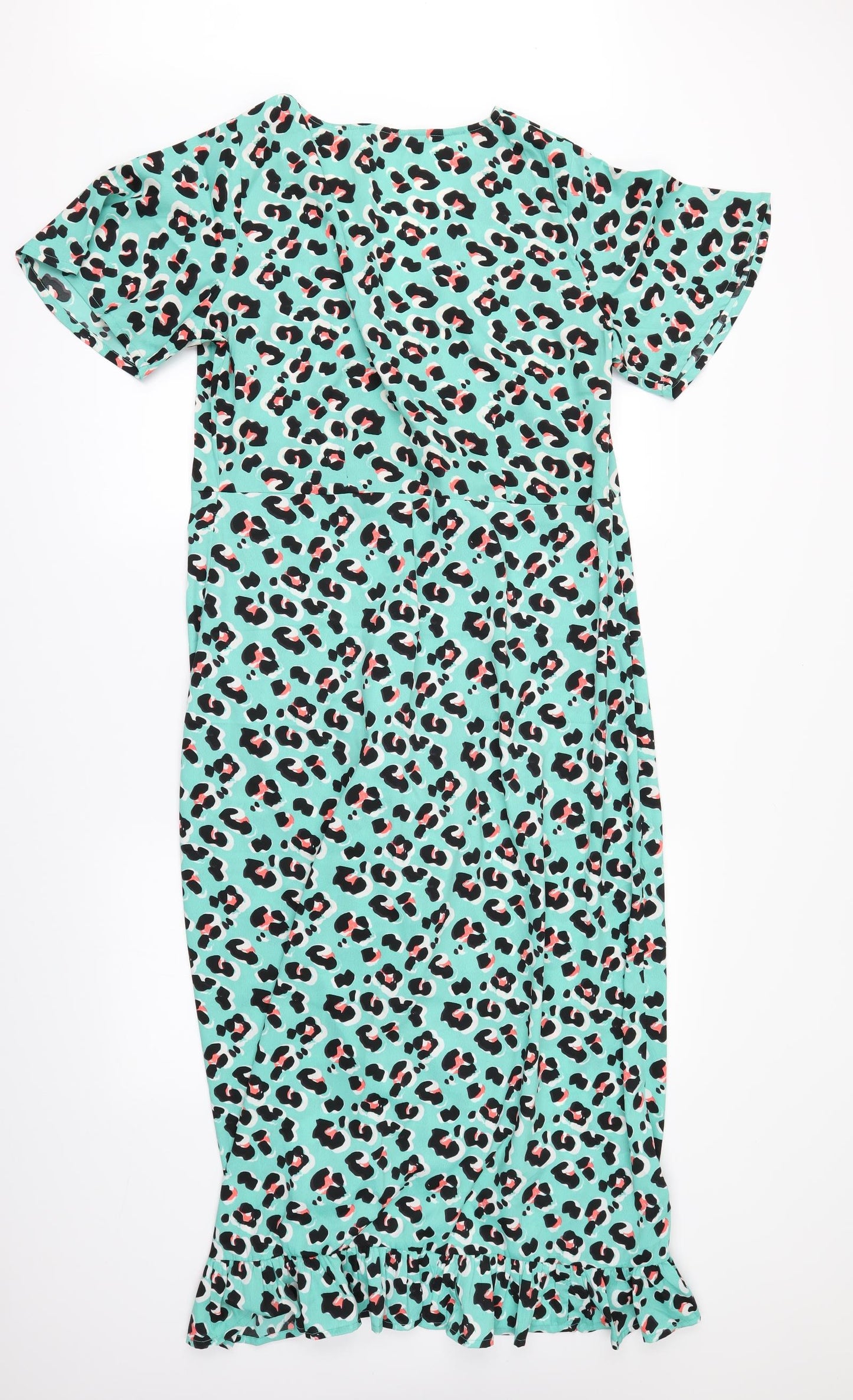 Be you Womens Green Animal Print  Wrap Dress  Size 14