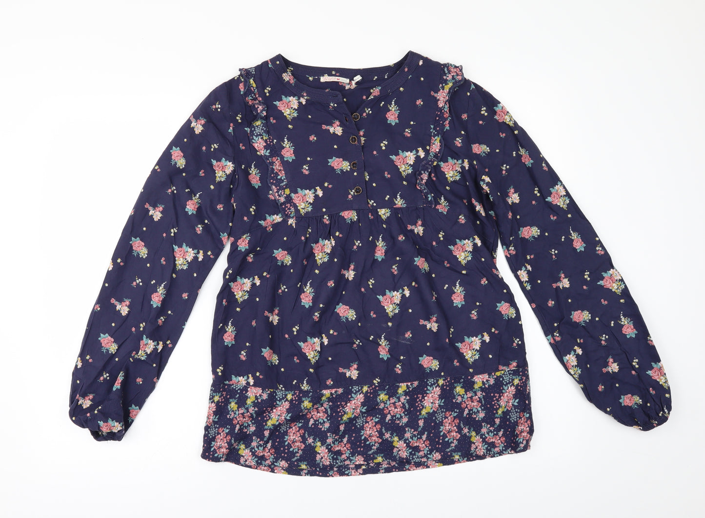 Fat Face Girls Blue Floral  Tunic Blouse Size 12-13 Years