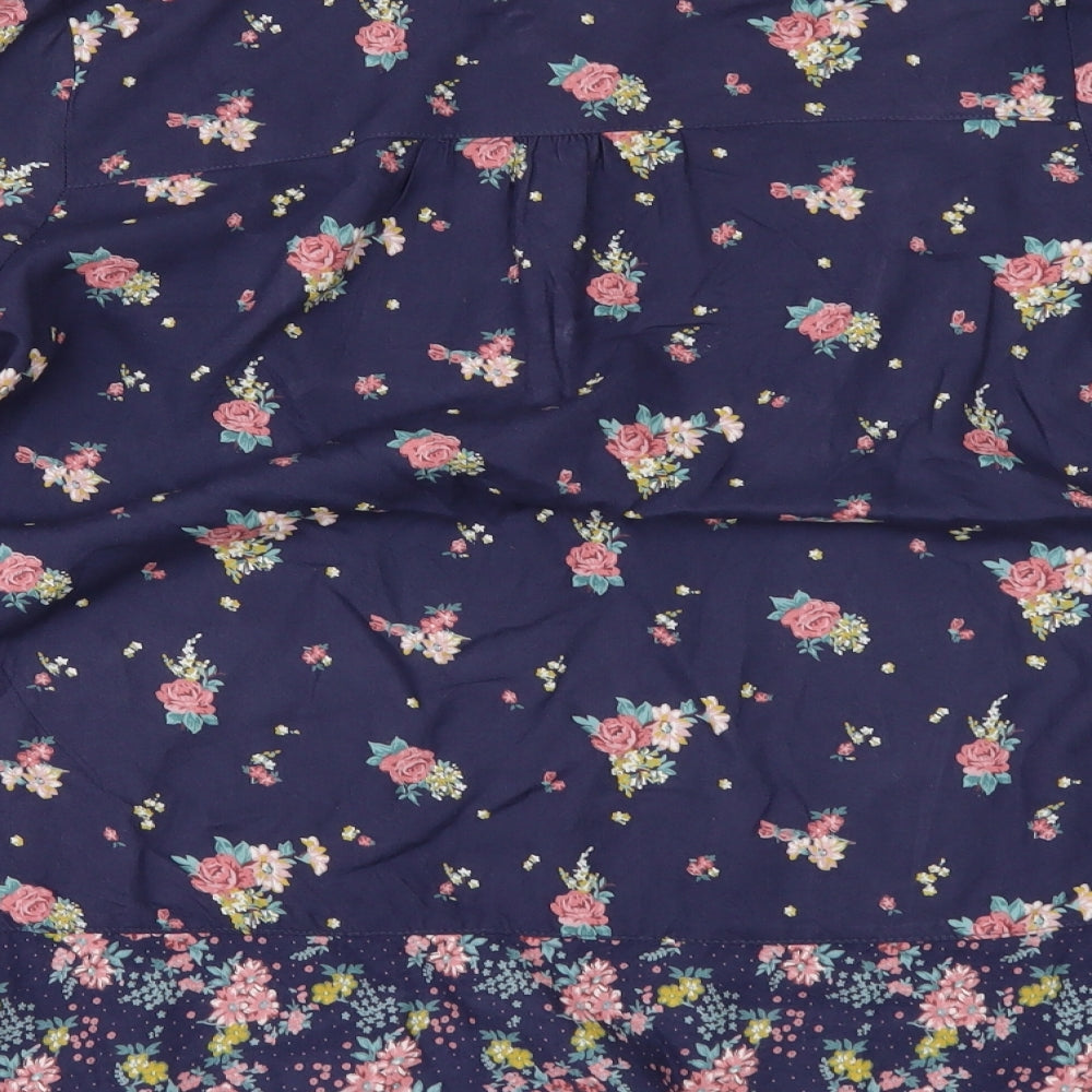 Fat Face Girls Blue Floral  Tunic Blouse Size 12-13 Years