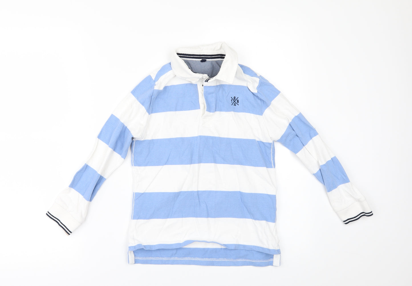 Marks and Spencer Boys Black Striped  Basic Polo Size 7-8 Years