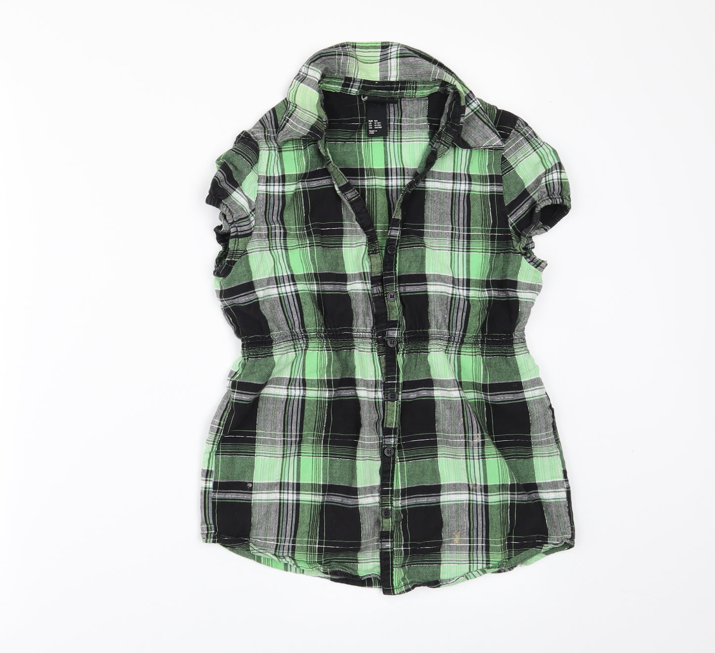 H&M Girls Green Check  Kimono Button-Up Size 12-13 Years