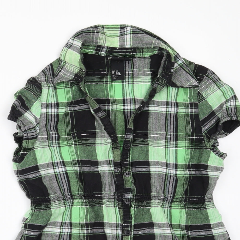 H&M Girls Green Check  Kimono Button-Up Size 12-13 Years