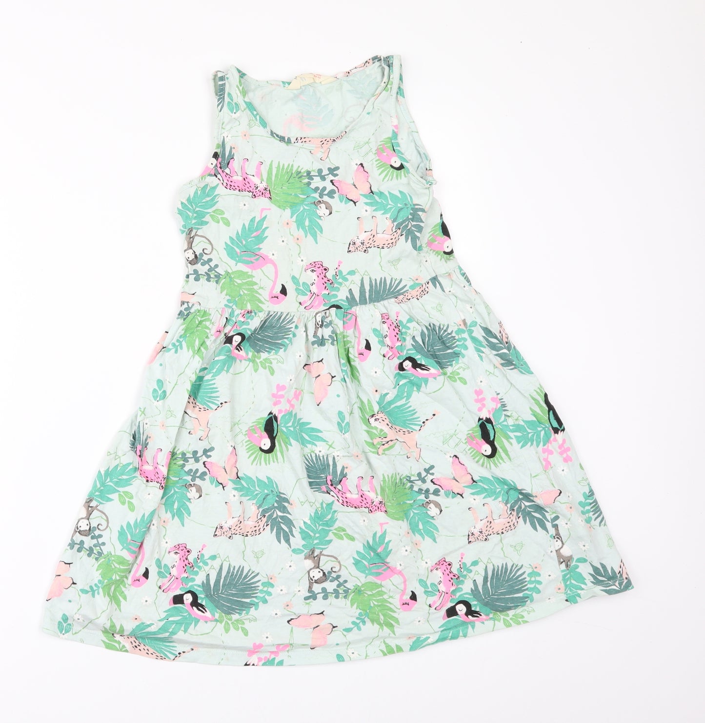 H&M Girls Green Floral  A-Line  Size 9-10 Years