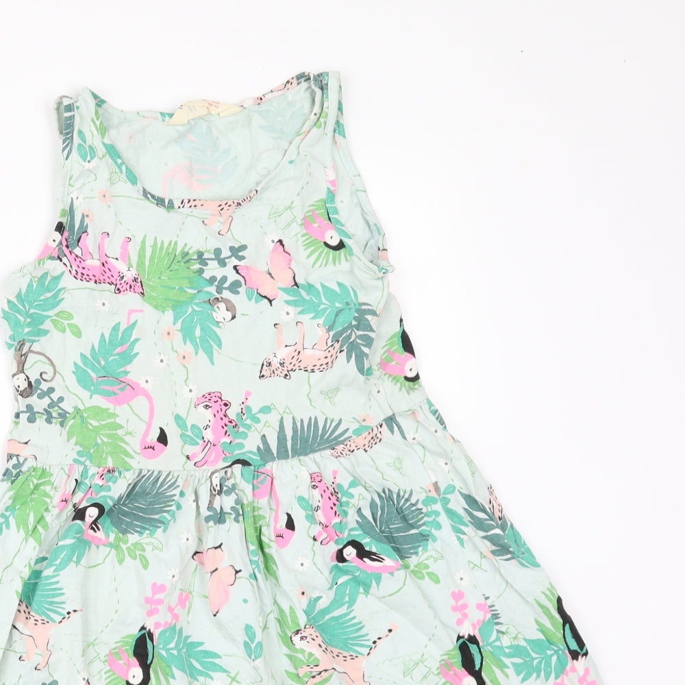 H&M Girls Green Floral  A-Line  Size 9-10 Years