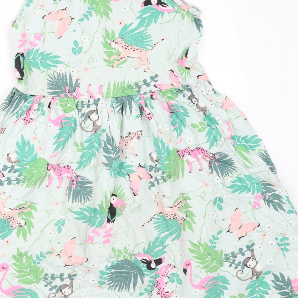 H&M Girls Green Floral  A-Line  Size 9-10 Years