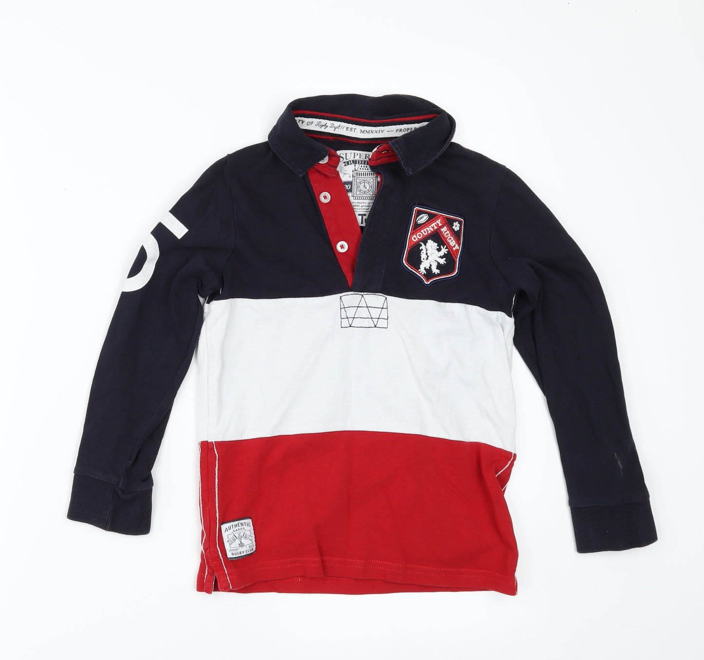 TU Boys Blue   Basic Polo Size 7 Years  - Rugby shirt