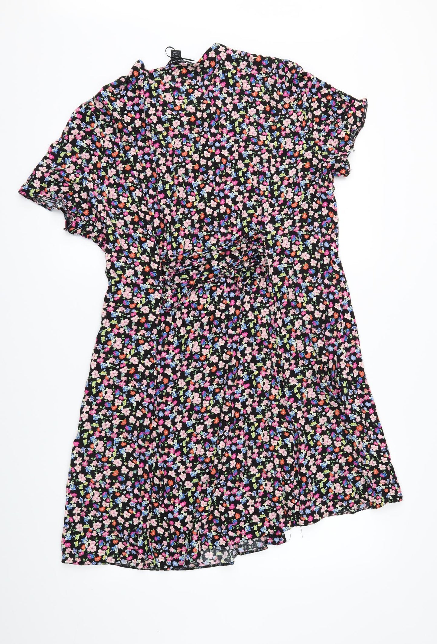 New Look Womens Black Floral  Shirt Dress  Size 18