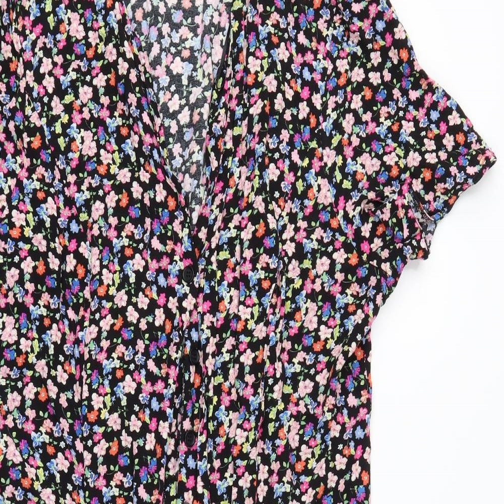 New Look Womens Black Floral  Shirt Dress  Size 18