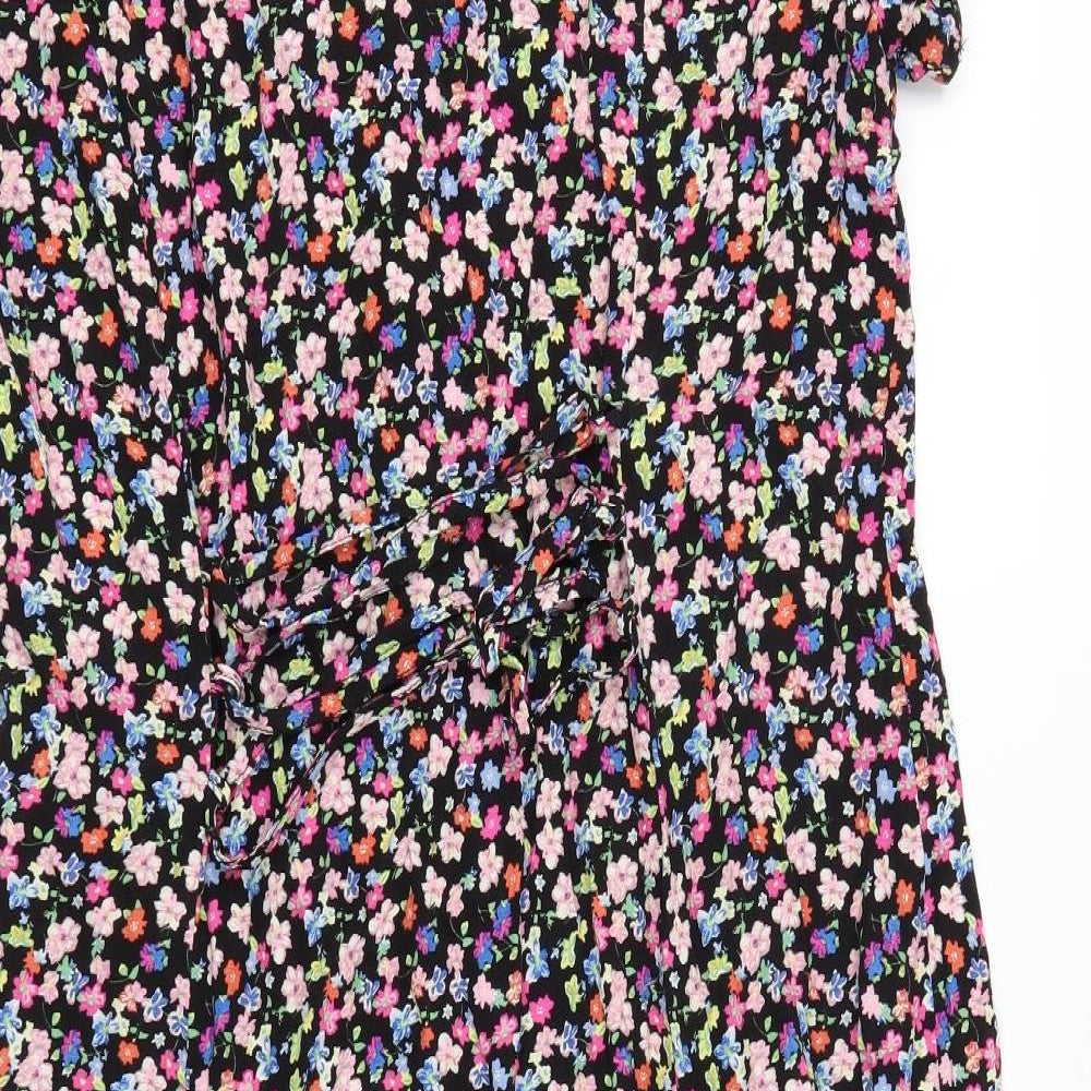 New Look Womens Black Floral  Shirt Dress  Size 18