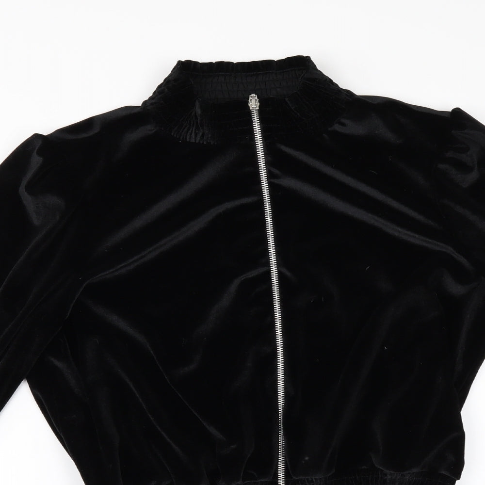 ASOS Womens Black  Velour Bomber Jacket Jacket Size 12