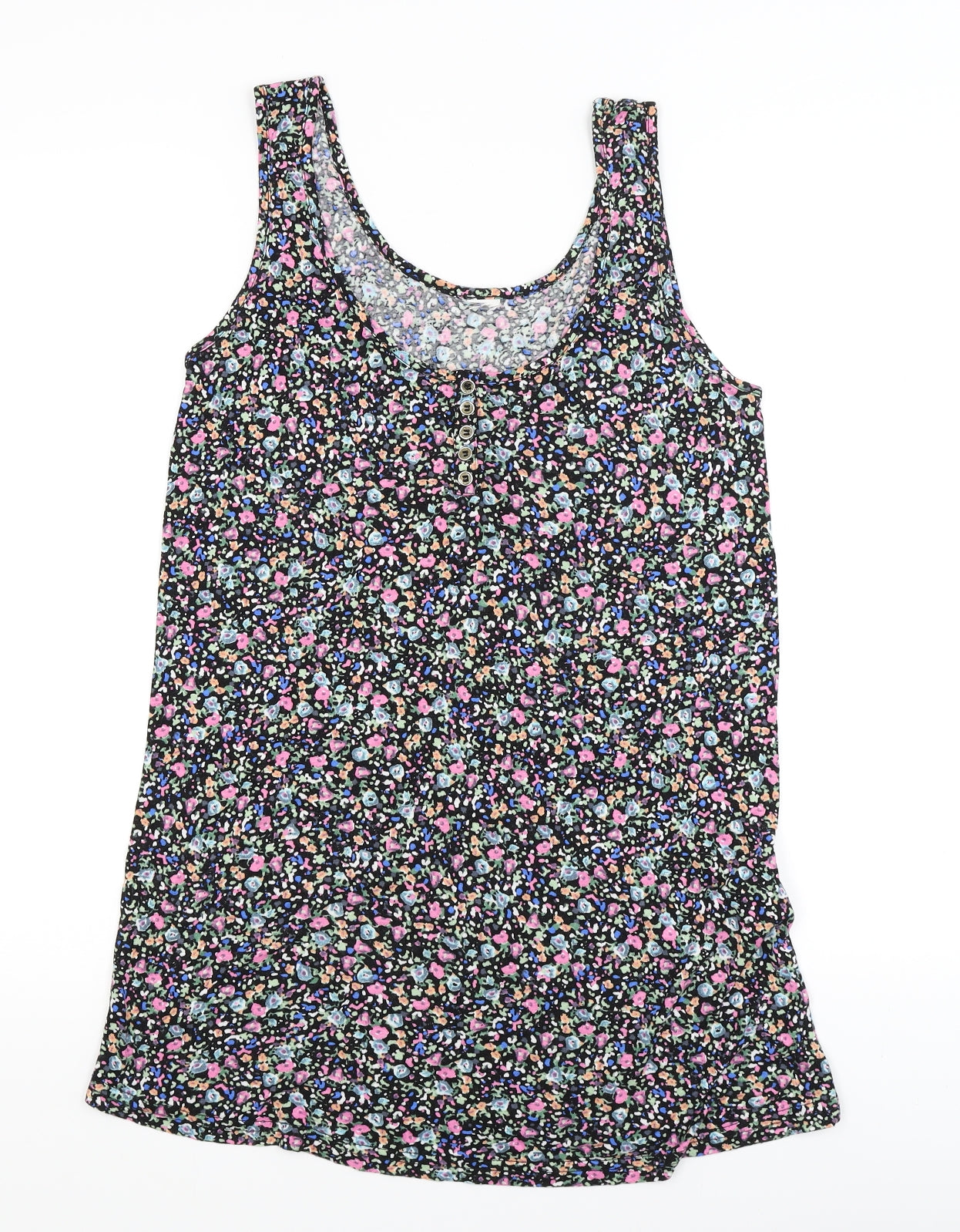 Villa Womens Black Floral  Basic Tank Size M