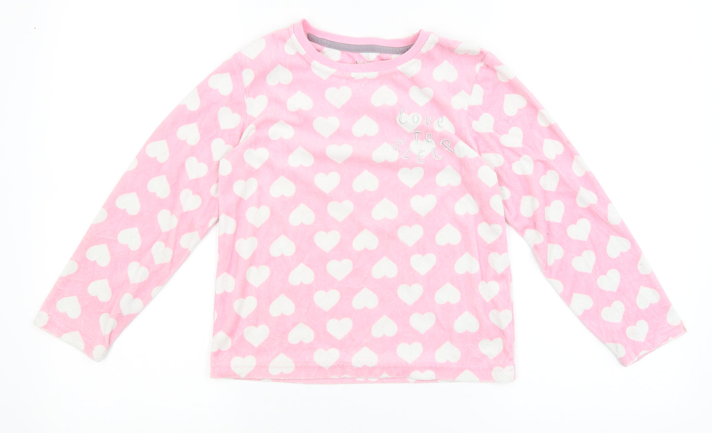 Primark Girls Pink Solid  Top Pyjama Top Size 7-8 Years  - hearts