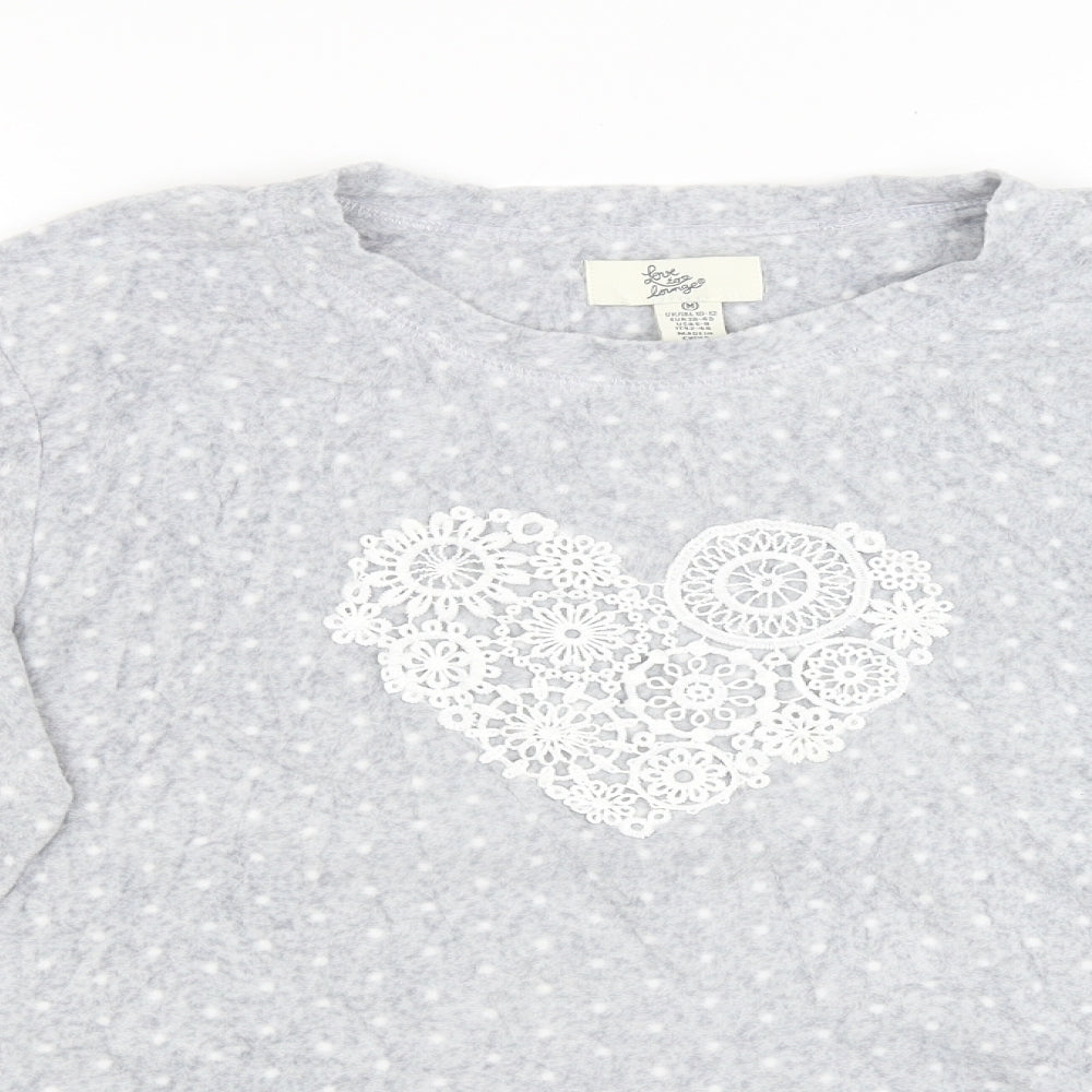 Love to Lounge Womens Grey Polka Dot  Top Pyjama Top Size 12  - heart