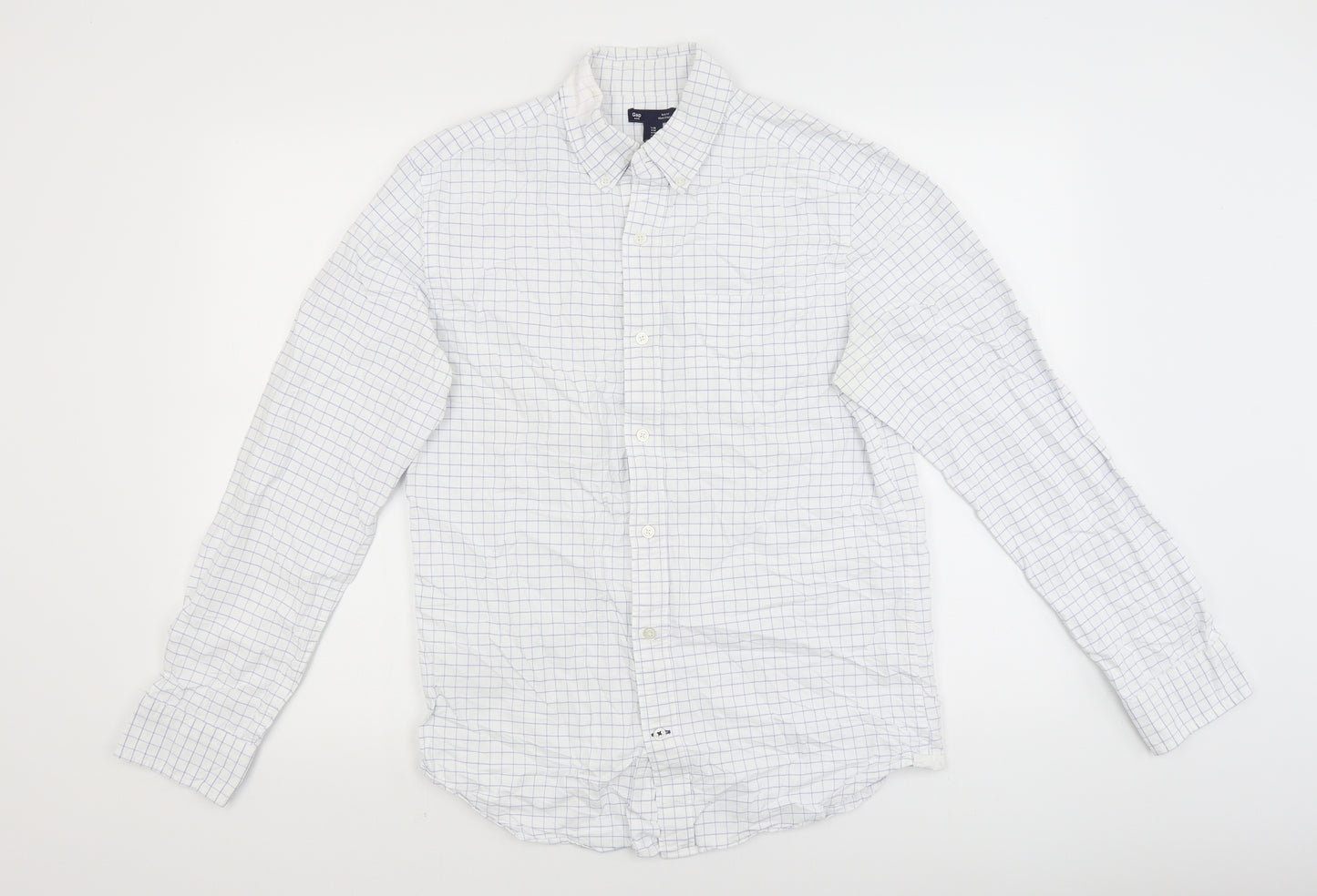 Gap Mens White Check   Button-Up Size M