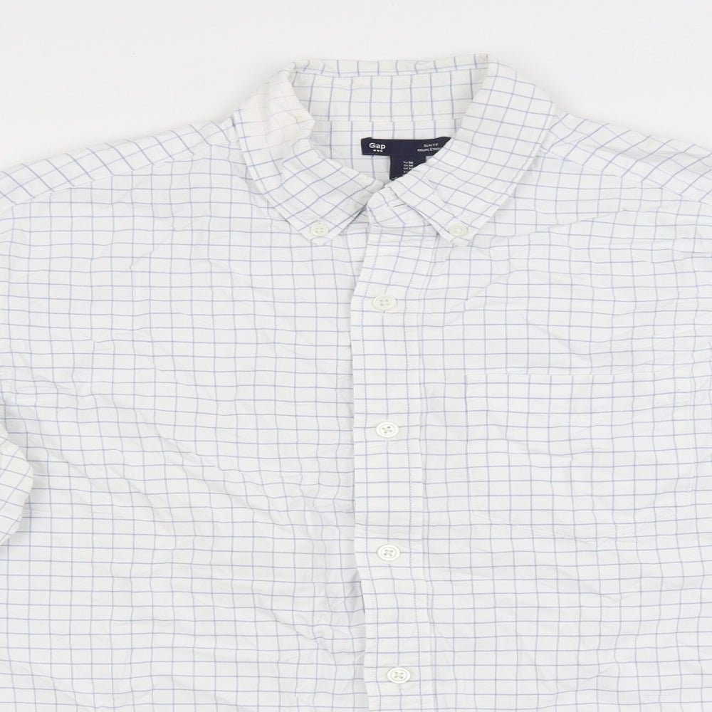 Gap Mens White Check   Button-Up Size M