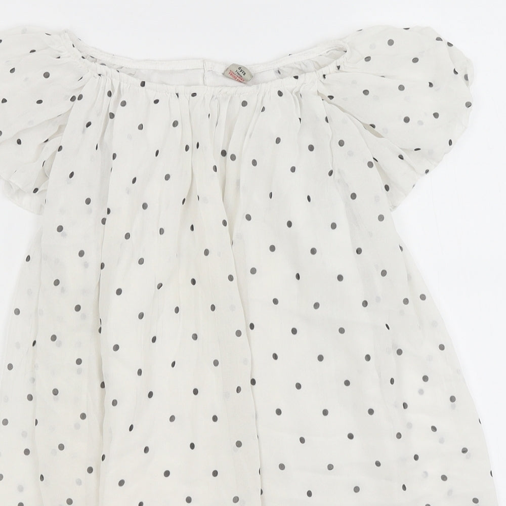 TU Girls White Polka Dot  Fit & Flare  Size 6 Years