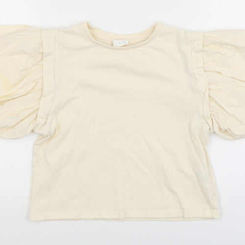 Zara Womens Ivory   Cropped T-Shirt Size 6