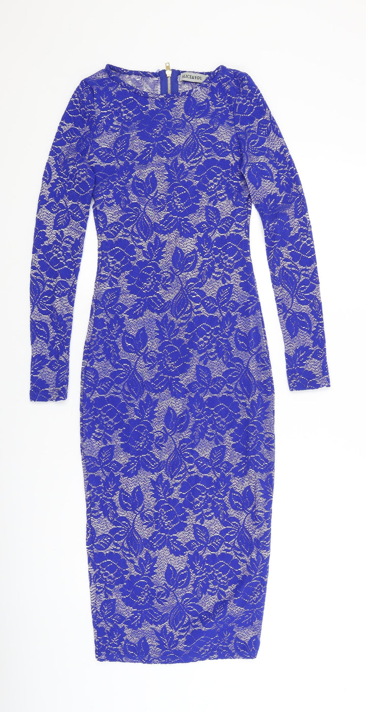 Alice and You Womens Blue Floral  Bodycon  Size 10