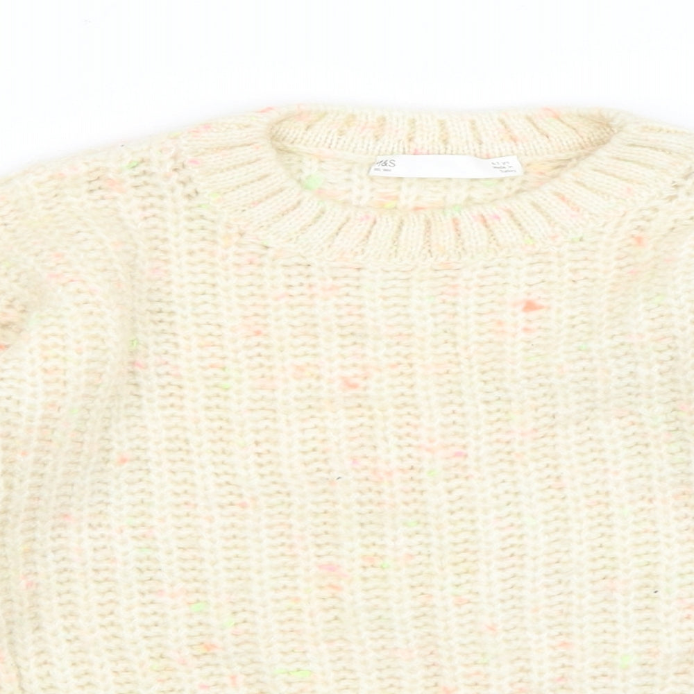 M&S Girls White   Pullover Jumper Size 6-7 Years