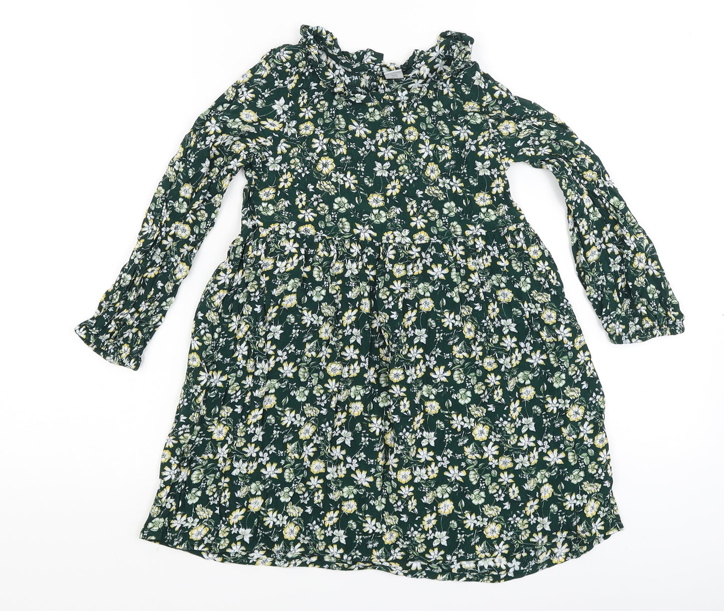 TU Girls Green Floral  Fit & Flare  Size 7 Years