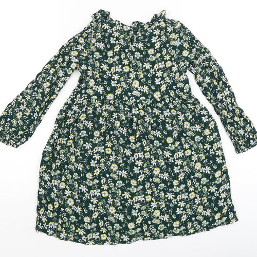 TU Girls Green Floral  Fit & Flare  Size 7 Years