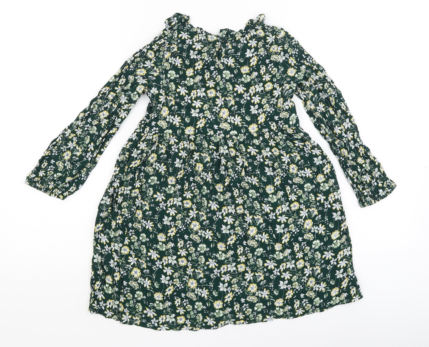 TU Girls Green Floral  Fit & Flare  Size 7 Years