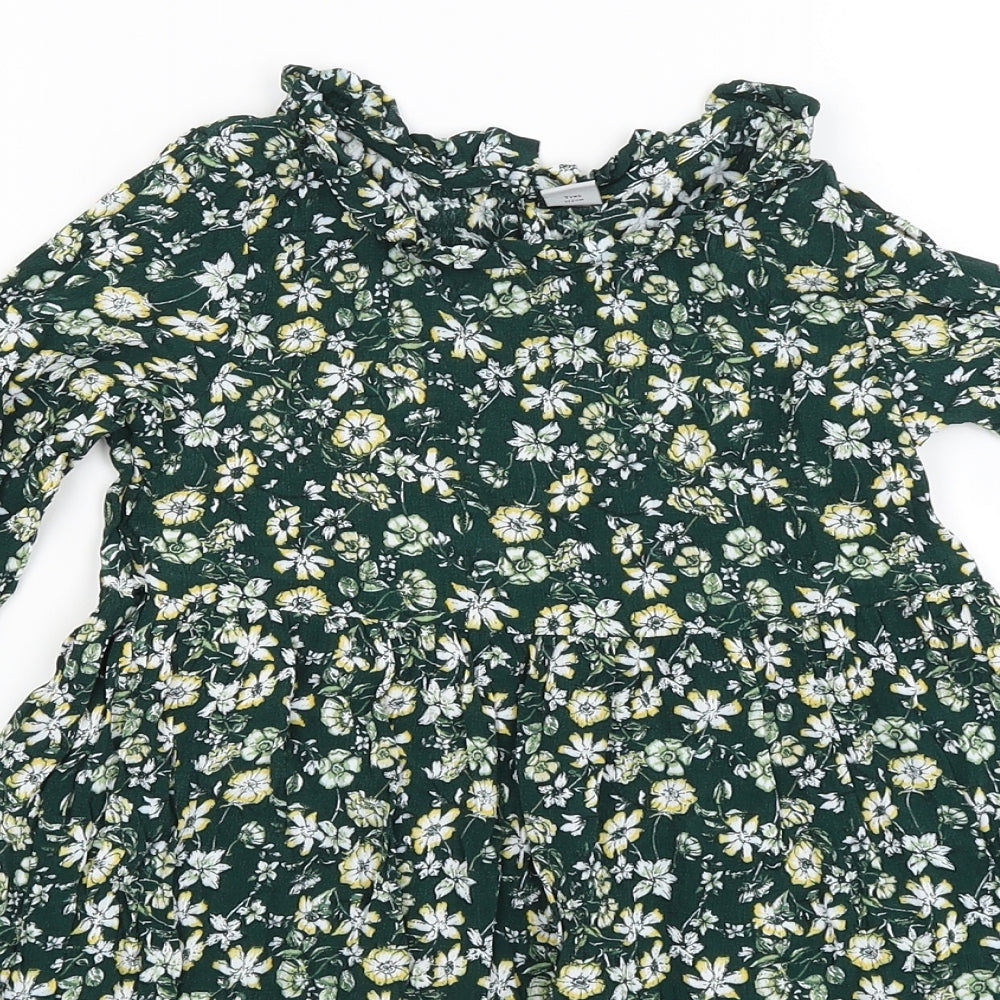 TU Girls Green Floral  Fit & Flare  Size 7 Years