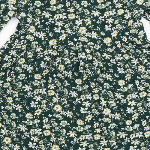 TU Girls Green Floral  Fit & Flare  Size 7 Years
