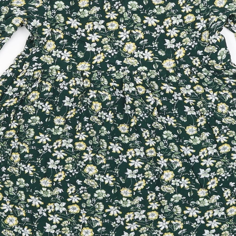 TU Girls Green Floral  Fit & Flare  Size 7 Years