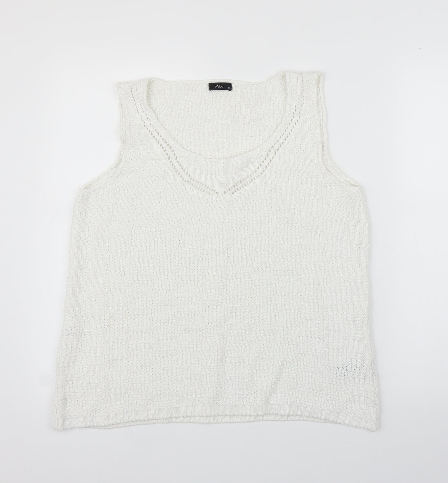 M&Co Womens White   Vest Jumper Size 14
