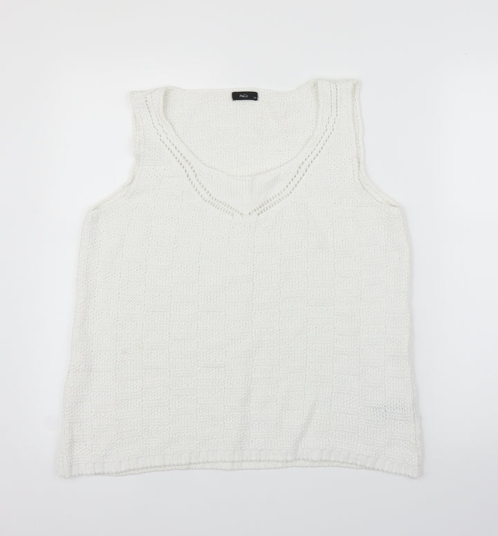 M&Co Womens White   Vest Jumper Size 14