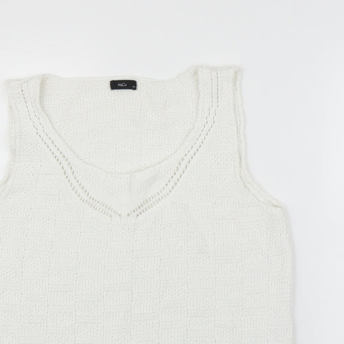 M&Co Womens White   Vest Jumper Size 14