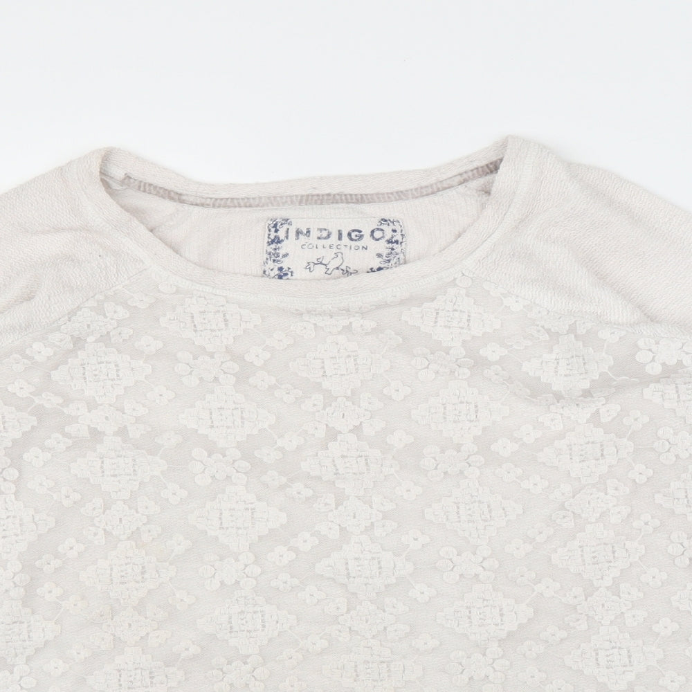 M&S Womens White Floral  Pullover Jumper Size 16