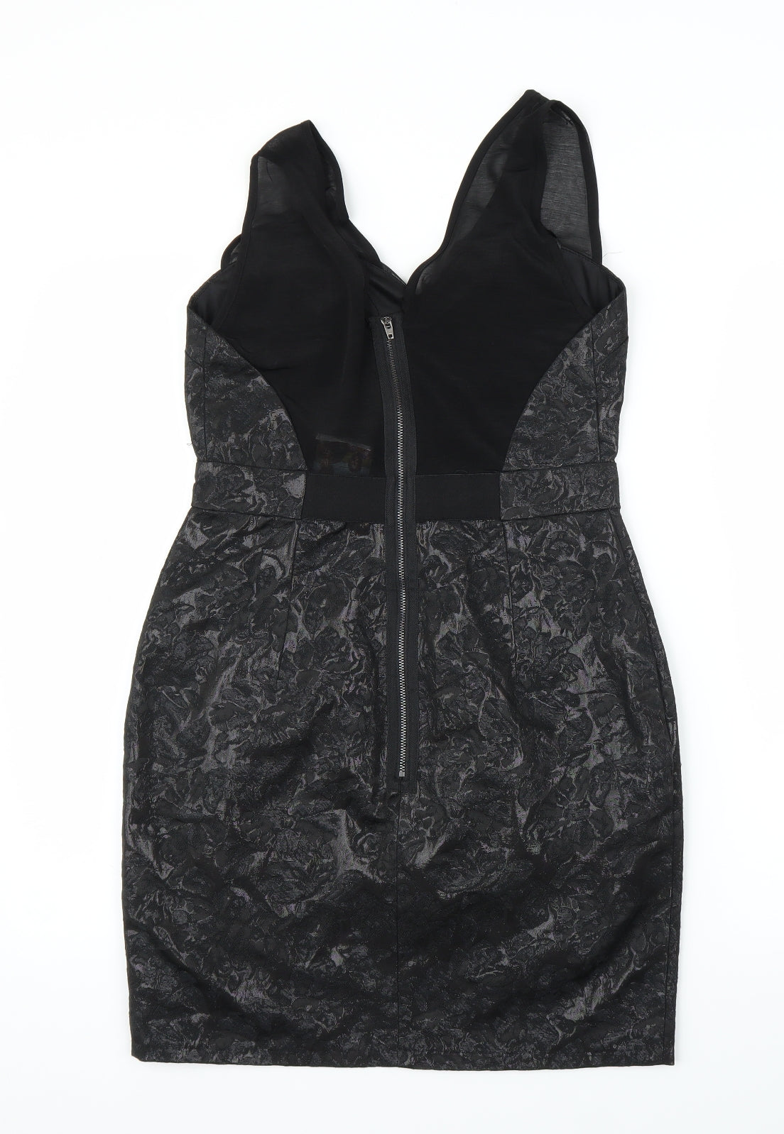 Preworn Womens Black Floral  Sheath  Size 10