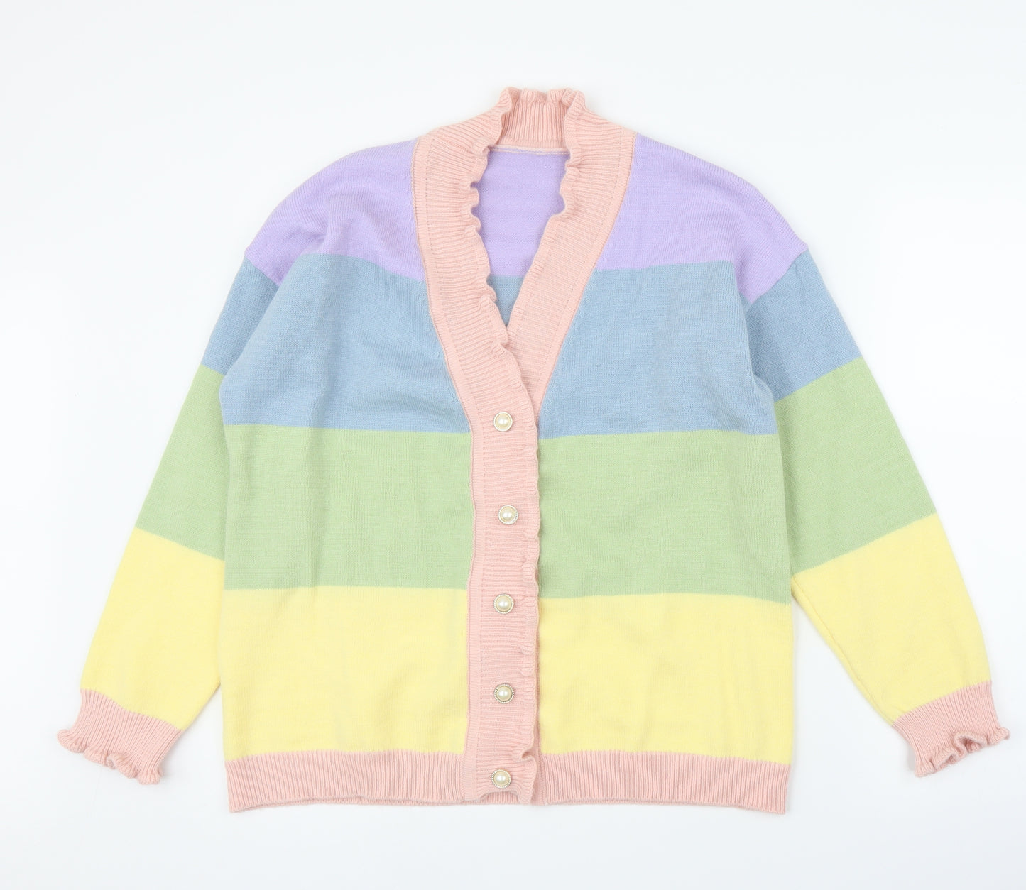 Preworn Womens Multicoloured Striped  Cardigan Jumper Size L