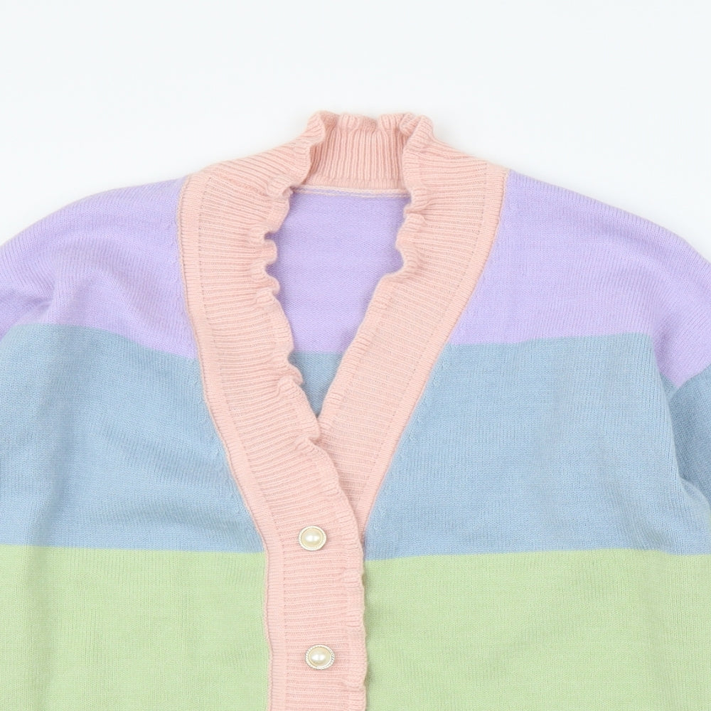 Preworn Womens Multicoloured Striped  Cardigan Jumper Size L