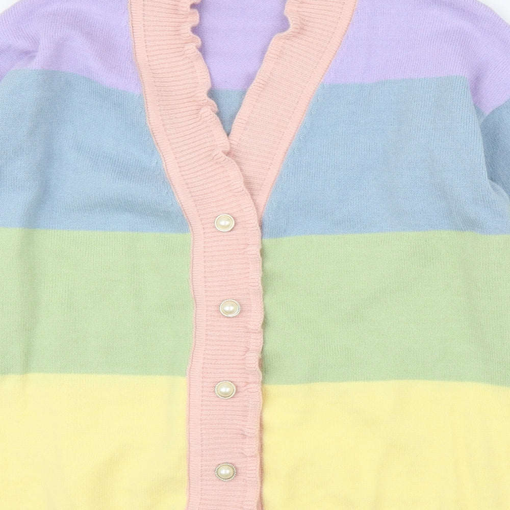 Preworn Womens Multicoloured Striped  Cardigan Jumper Size L