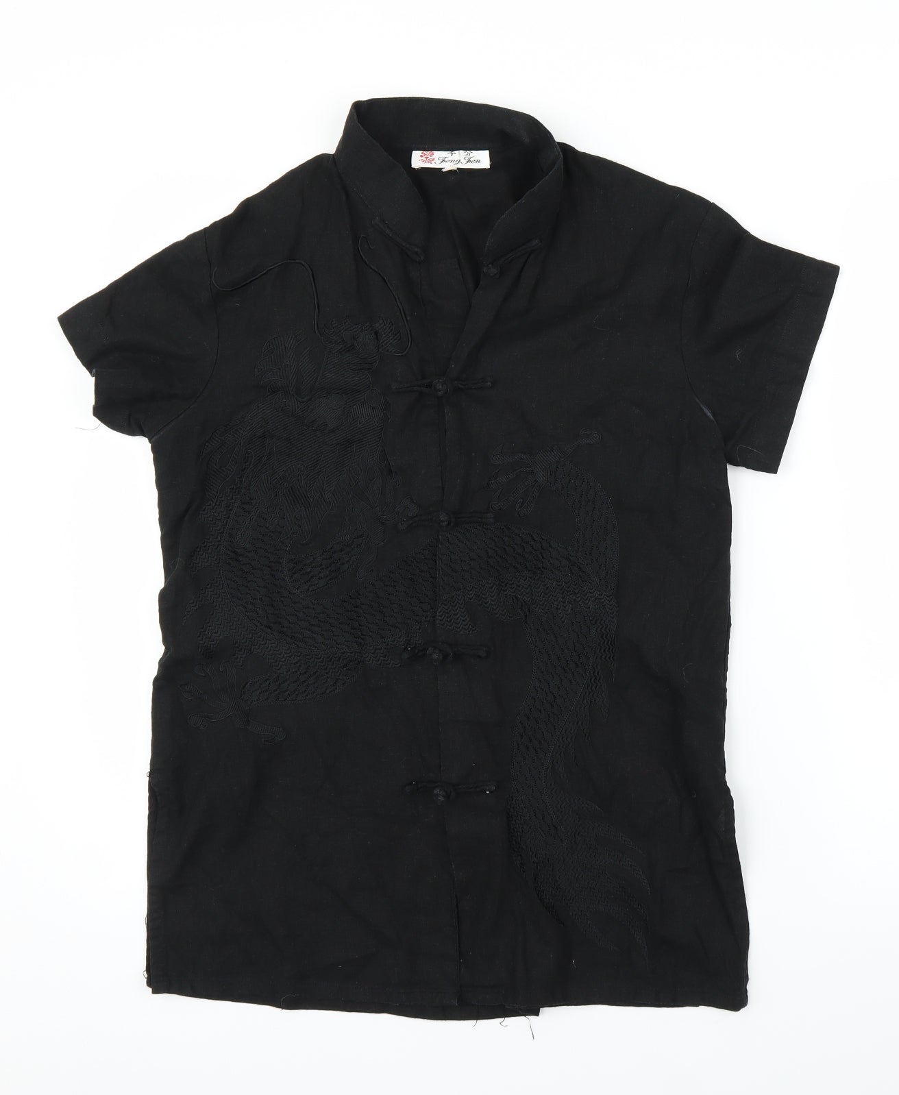Feng Fen Womens Black   Cardigan Jumper Size M  - Dragon, Chinese