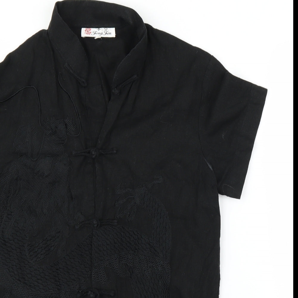 Feng Fen Womens Black   Cardigan Jumper Size M  - Dragon, Chinese