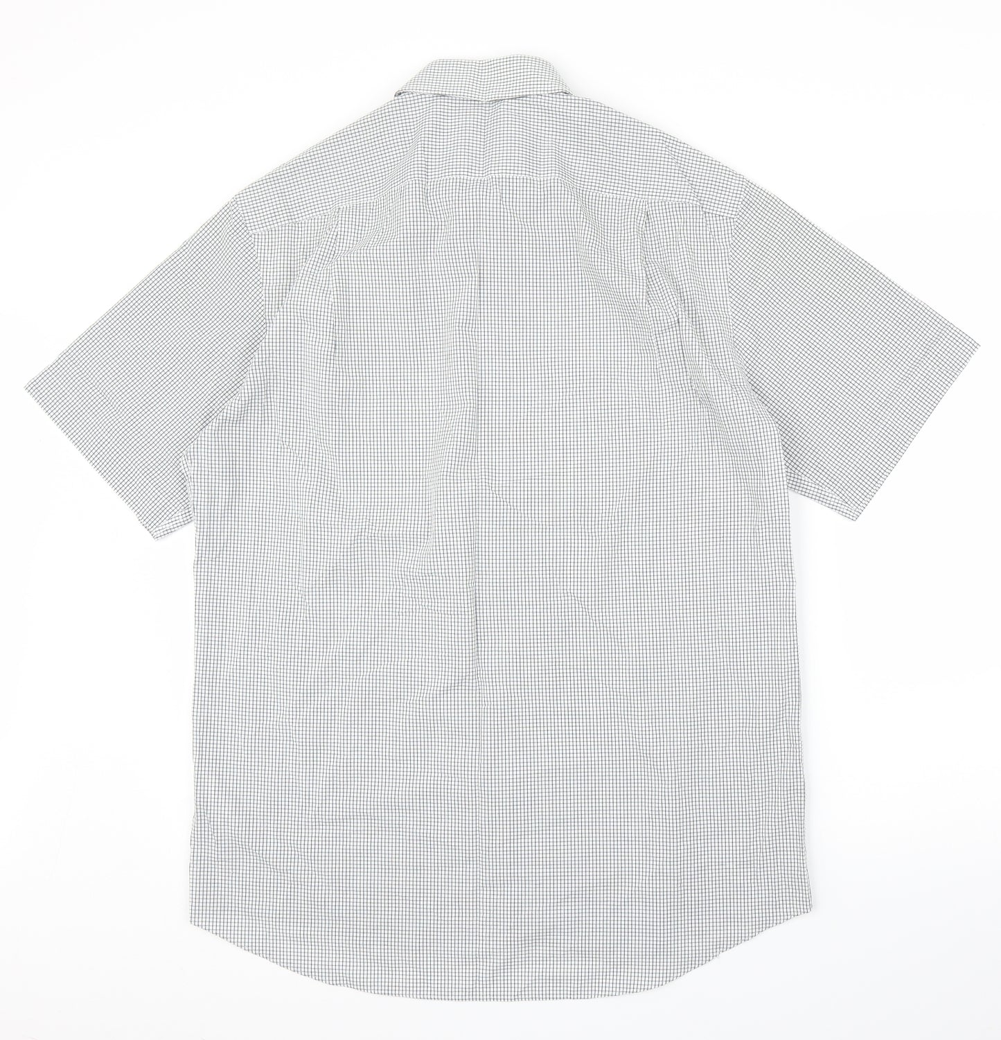 M&S Mens Grey Check   Button-Up Size 16