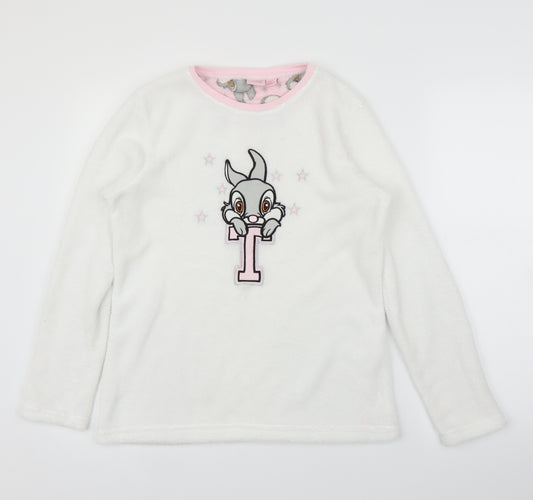 Front view of Young Dimension girls’ white solid top pyjama top, size 13, years - bambi, disney