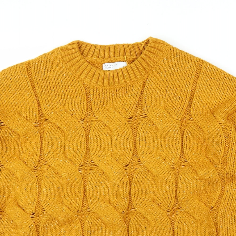 Papaya Womens Yellow   Pullover Jumper Size L