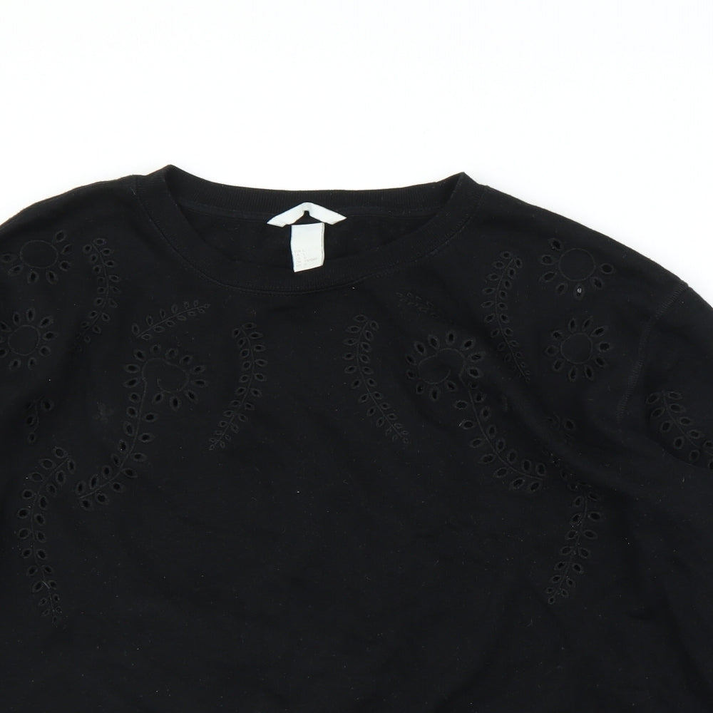 H&M Womens Black Floral  Pullover Jumper Size L