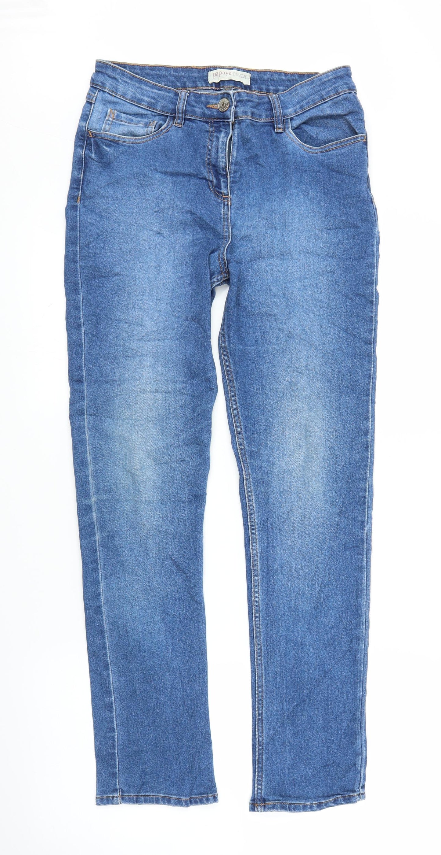 Papaya Womens Blue  Denim Straight Jeans Size 12 L28 in