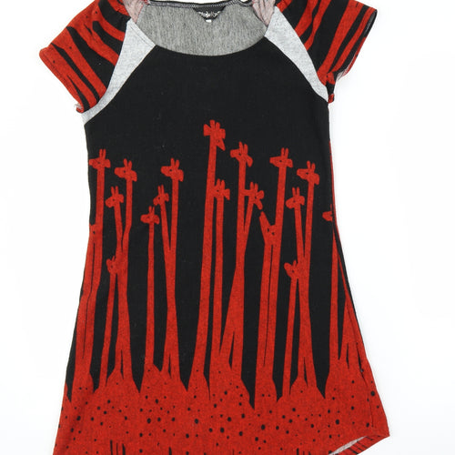 Angel Eye Womens Red Animal Print  Jumper Dress  Size S  - Giraffe