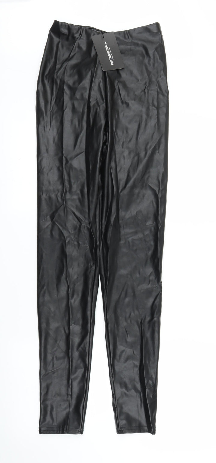 PRETTYLITTLETHING Womens Black   Carrot Trousers Size 8 L31 in