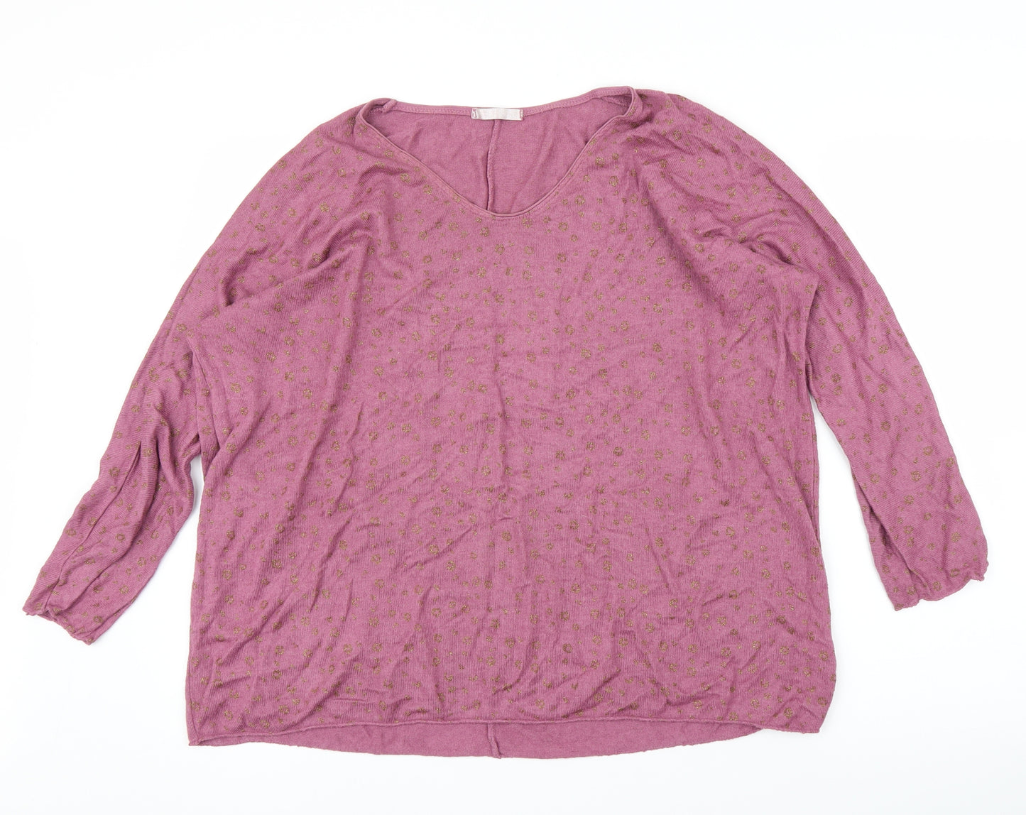Preworn Womens Pink Animal Print  Basic Blouse Size L