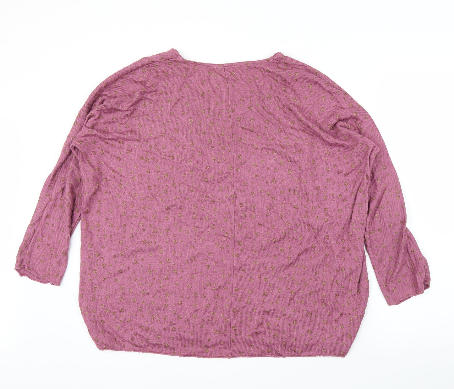 Preworn Womens Pink Animal Print  Basic Blouse Size L