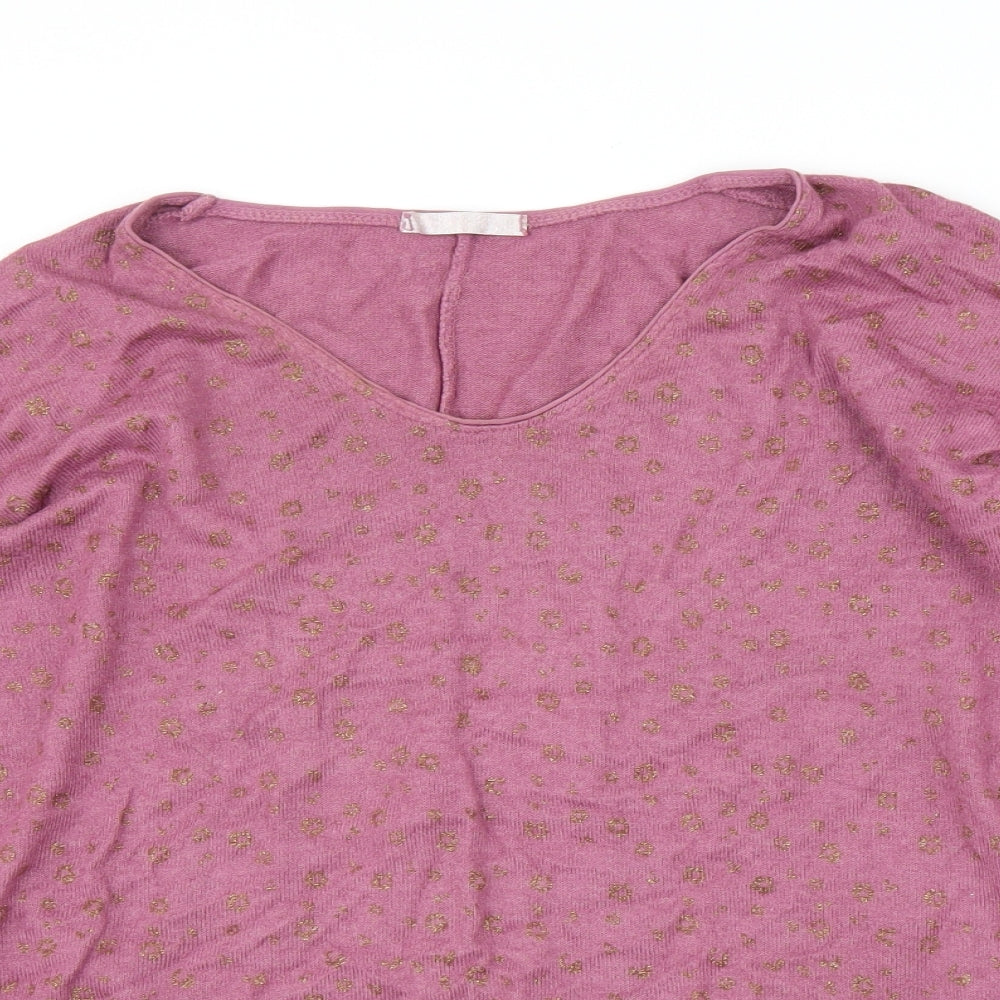 Preworn Womens Pink Animal Print  Basic Blouse Size L