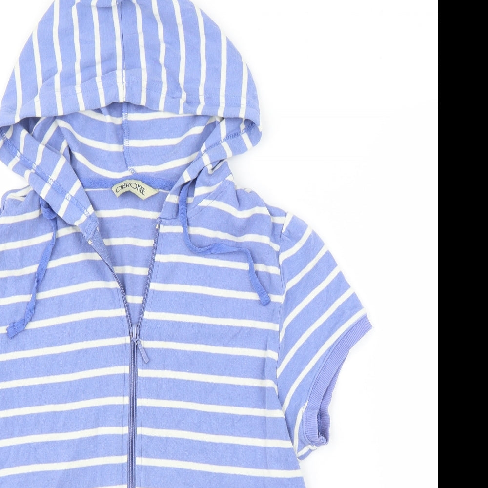 Cherokee Womens Blue Striped  Full Zip Hoodie Size 16